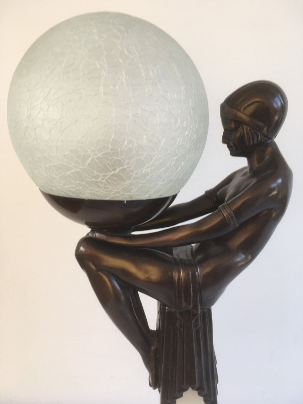 art deco style lamp on white marble base