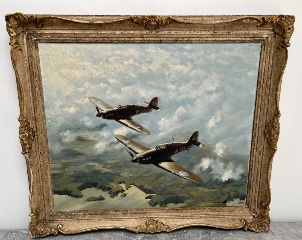 oil on canvas two hurricanes by norman hoad
