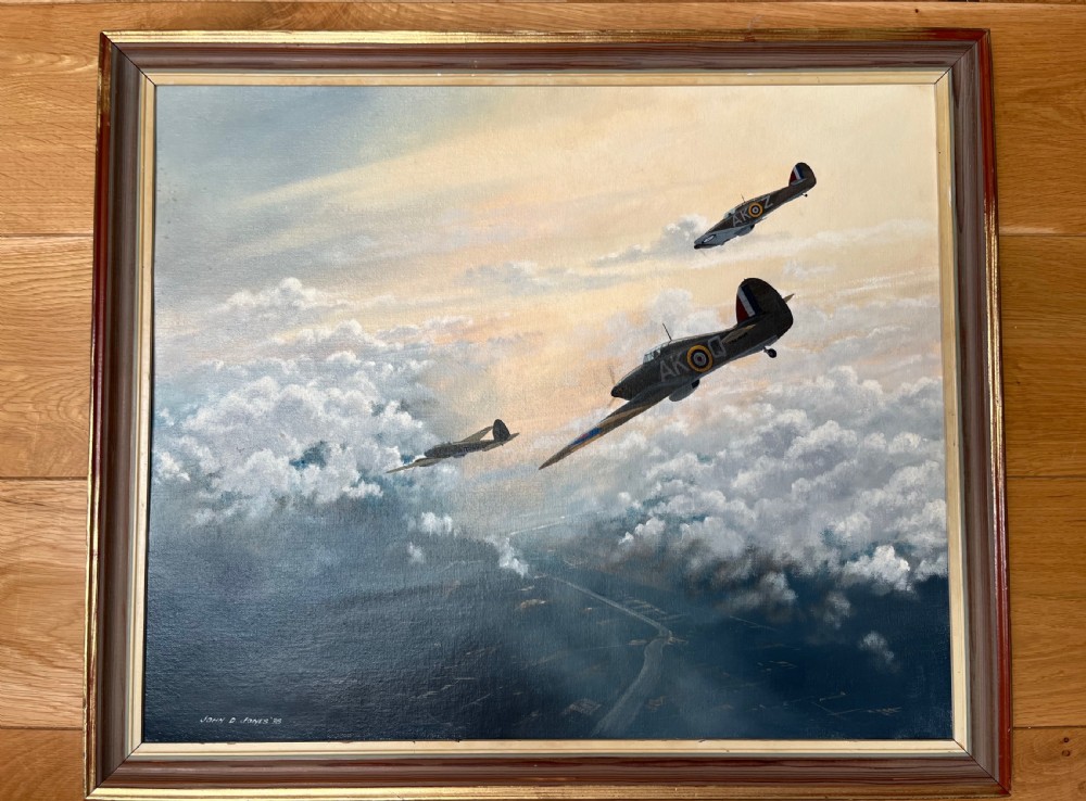 oil on board painting of hurricanes by john d jones
